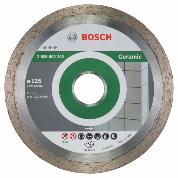 Accessori Bosch Disco da taglio diamantato standard per ceramica 125 x 22,23 x 1,6 x 7 mm 1pz - 2608602202