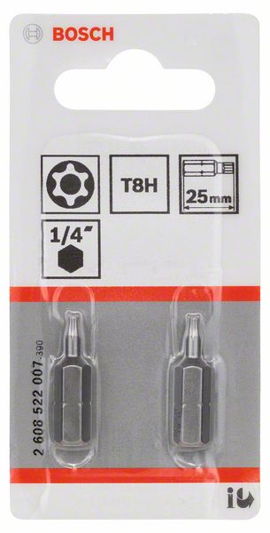 Accessori Bosch t8h security-torx® punta extra dura t8h, 25 mm 2 pezzi - 2608522007