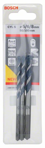 Accessori Bosch Set di punte per calcestruzzo da 3 pezzi cyl-5 5; 6; 8 mm 3 pezzi - 2608588164