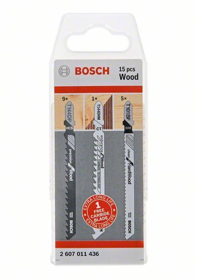 Juego de accesorios Bosch para sierras de calar para madera | 15 piezas - 2607011436