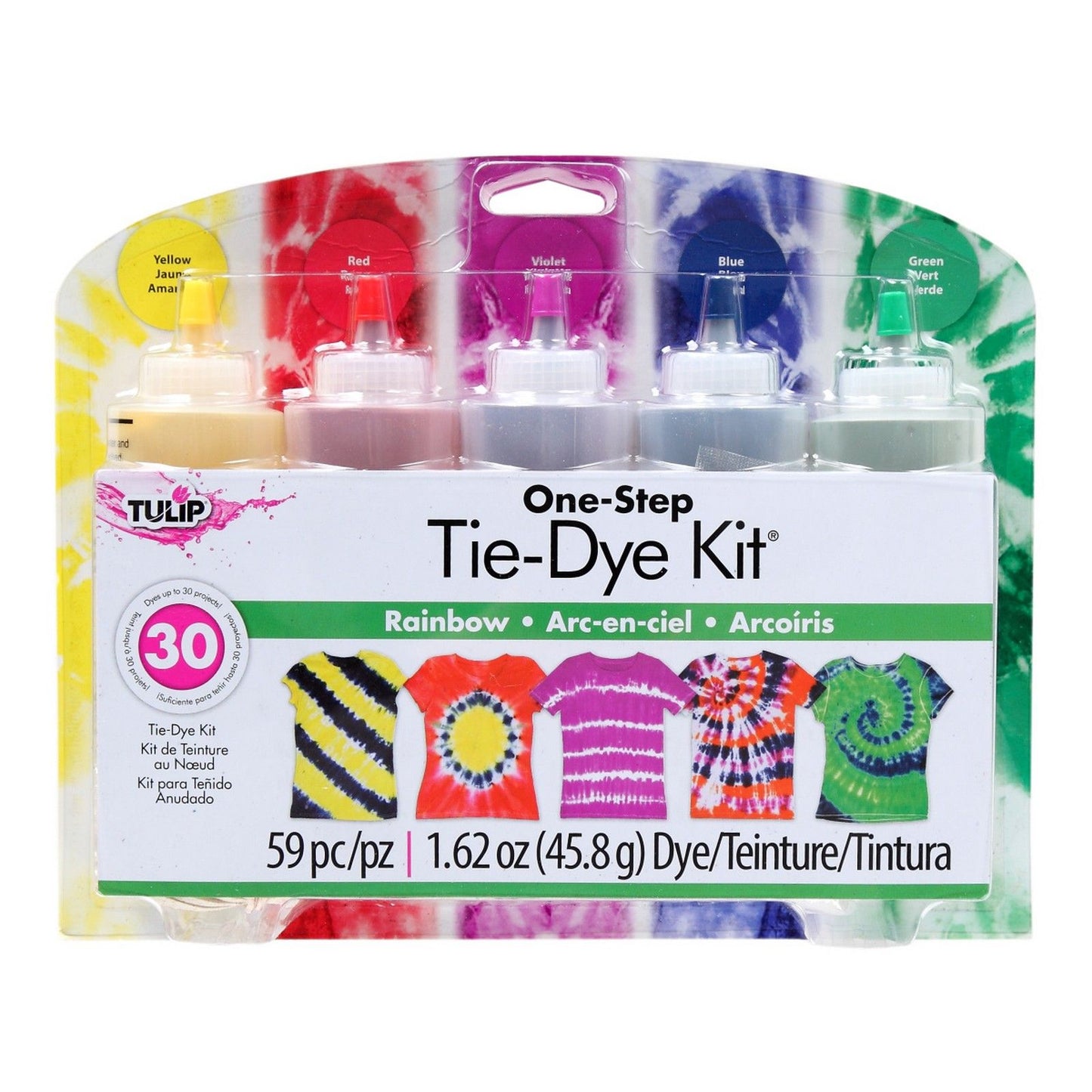 Tulipán tie-dye en un solo paso tulipán • kit tie-dye 5 colores arcoiris