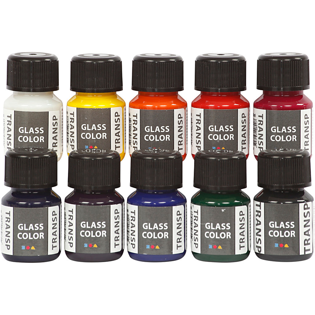 Creative Company Glass Color Colore di vernice in vetro trasparente, 10x30ml