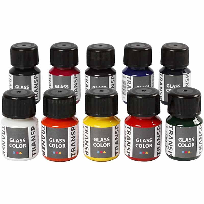 Creative Company Glass Color Colore di vernice in vetro trasparente, 10x30ml
