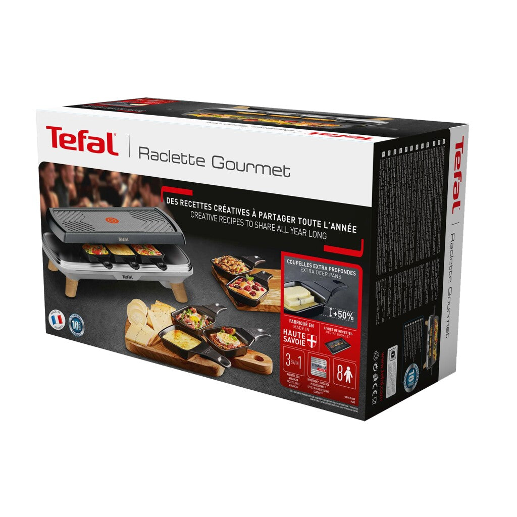 Tefal Tefal RE610D 3IN1 Raclette de 8 personas Madera de acero inoxidable