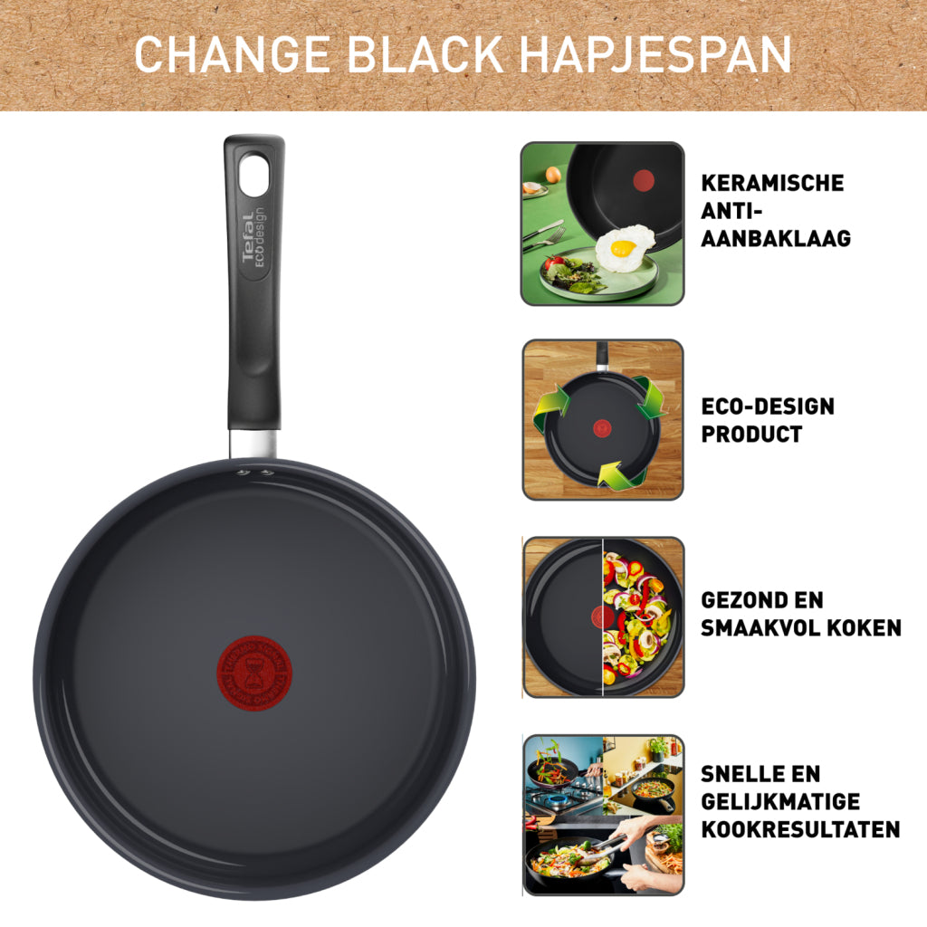 Tefal C47632 Cambia padella in ceramica nera 24 cm nero
