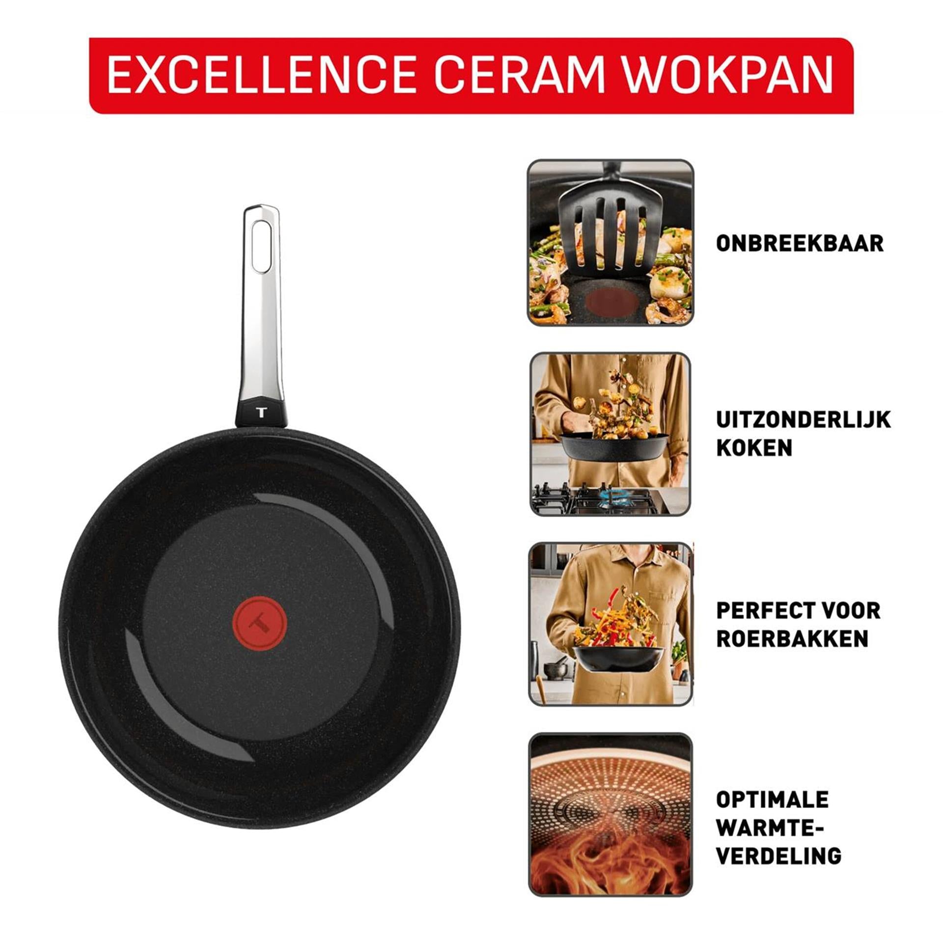 Sartén wok cerámica tefal excelence ø28cm