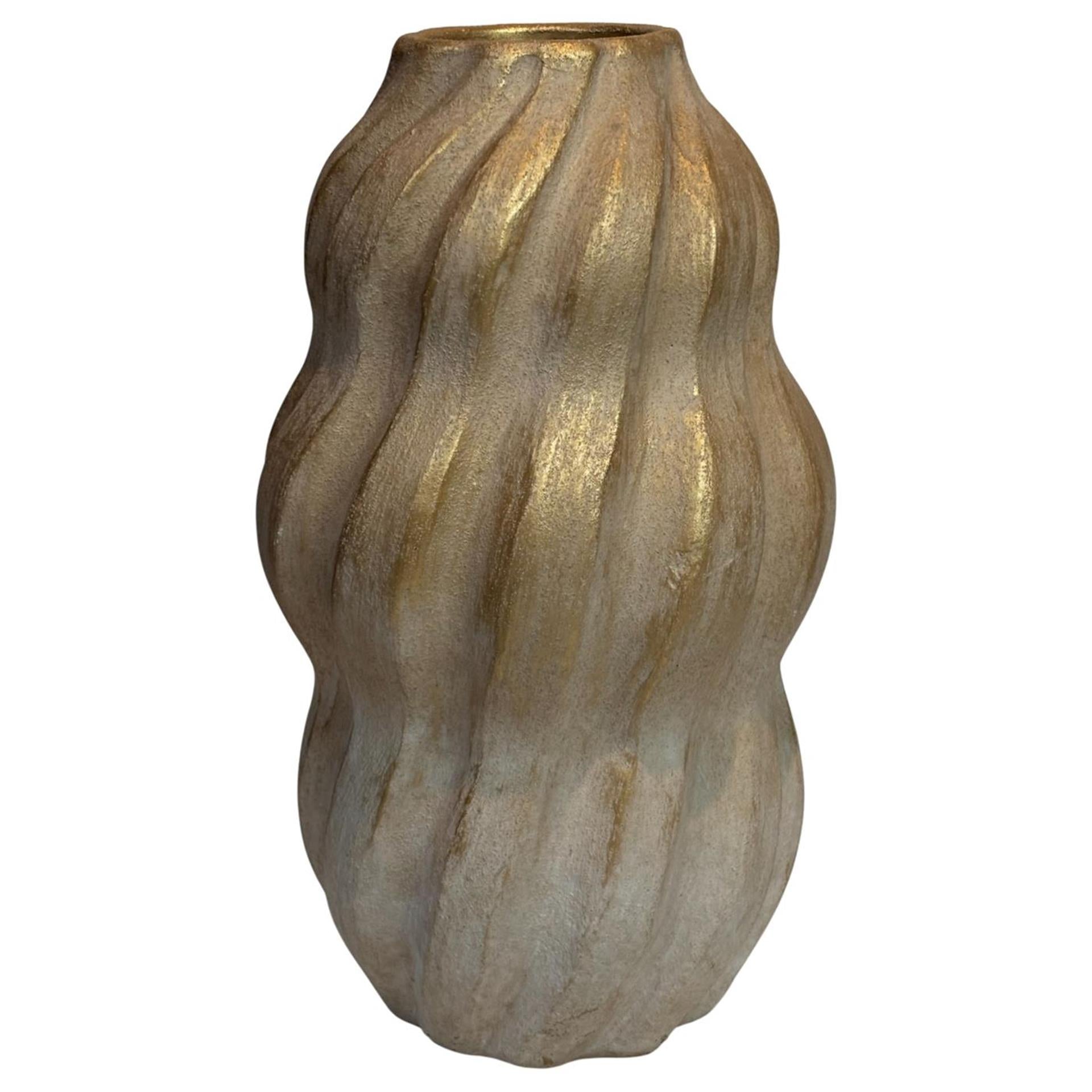 Vaso atmosfera signorile tom beige ceramica bianca 13x21 cm