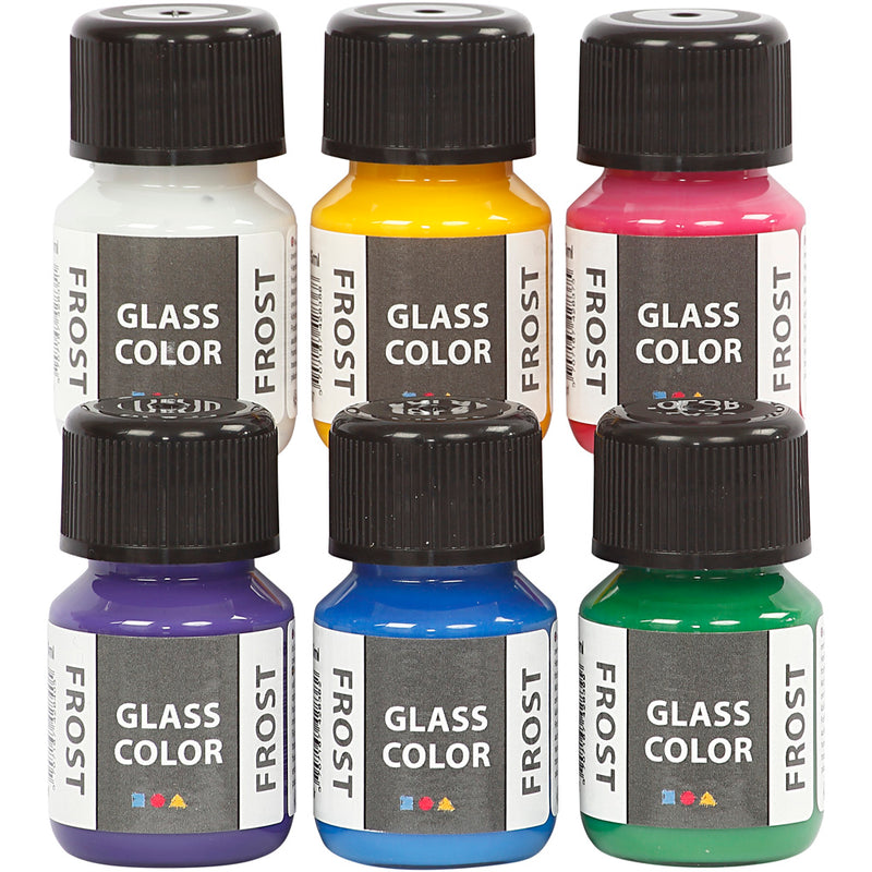 Color de vidrio de vidrio de creativ Company Color de pintura de vidrio Frost, 6x30ml
