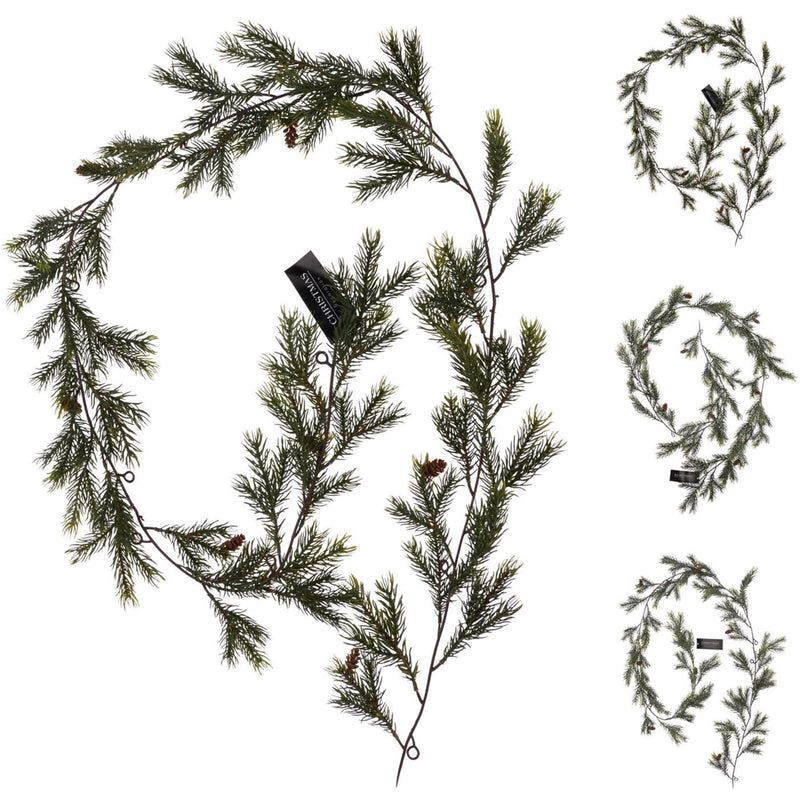 Christmas pine garland 180cm 3ass