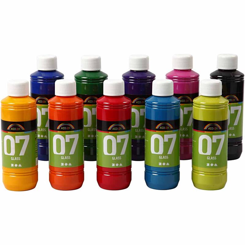 A-color glass, diverse kleuren, 10x250 ml 1 doos