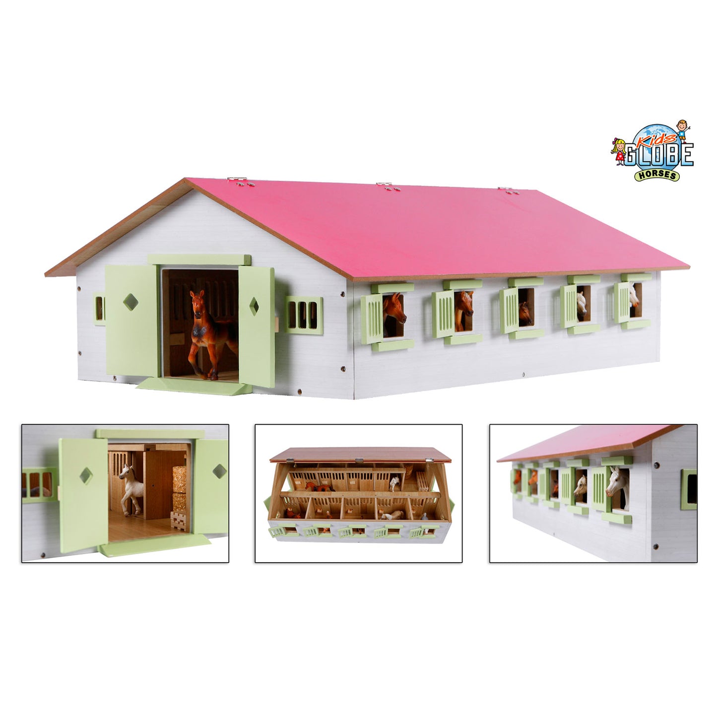 Kids Globe Horse Stable con 9 scatole, 1:32