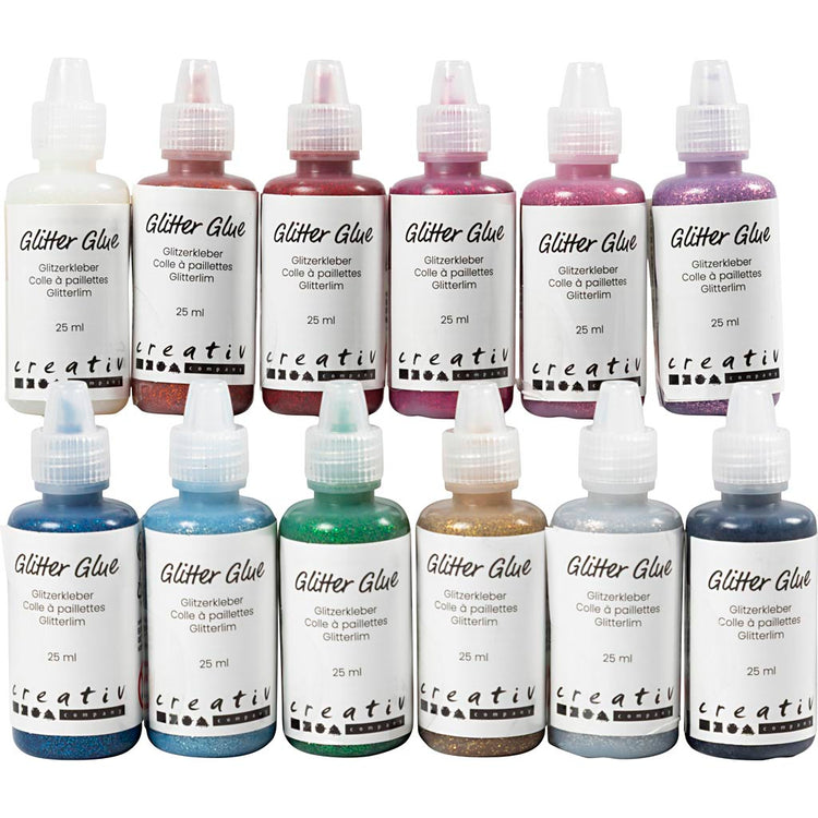 Creativ company glitterlijm diverse kleuren, 12x25ml