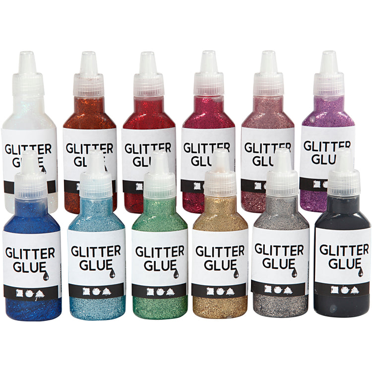 Creativ company glitterlijm diverse kleuren, 12x25ml