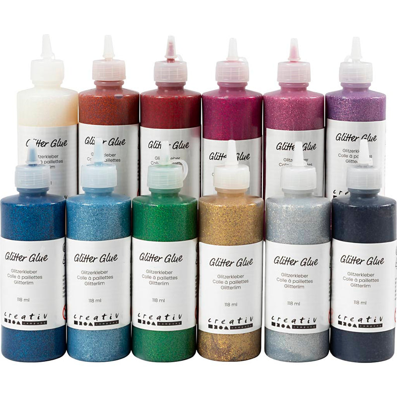 Colla glitter Creativ company, vari colori, 12x118 ml 1 scatola