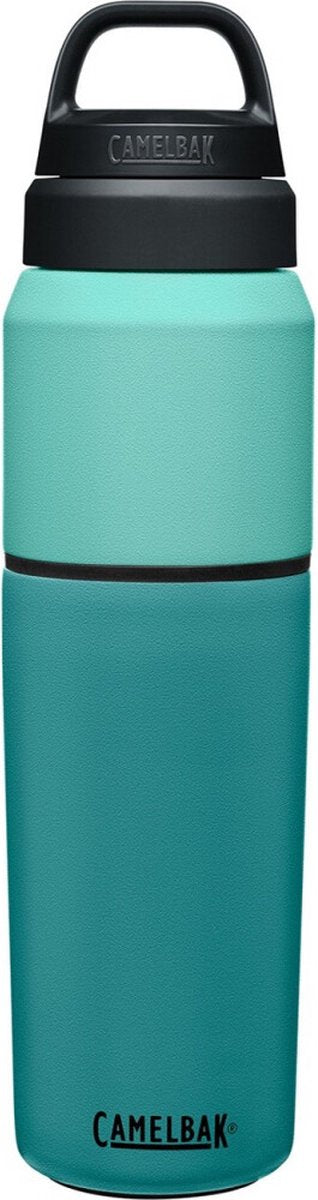 Camelbak multibev vacío de acero inoxidable - botella de agua con taza de té de café extraíble - 650 ml + 500 ml - verde verde (laguna costera)