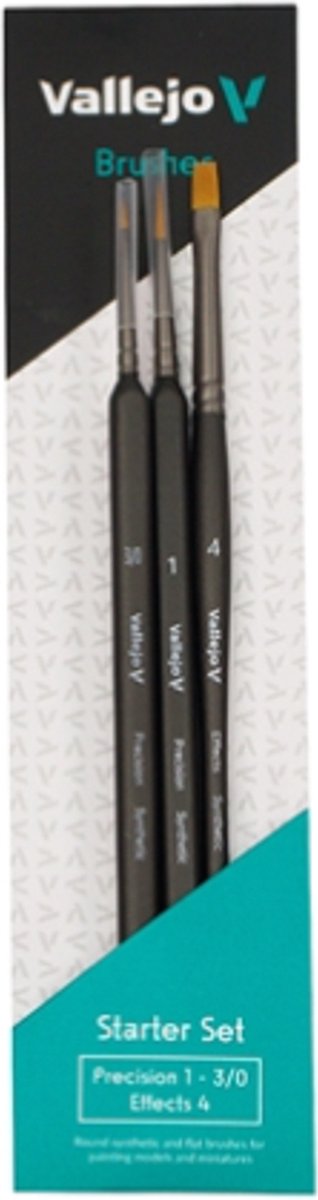 Vallejo hobbypenseel - b03990 starter set i - 3 penselen - size 3 0 - 1 - triangular - flat penseel