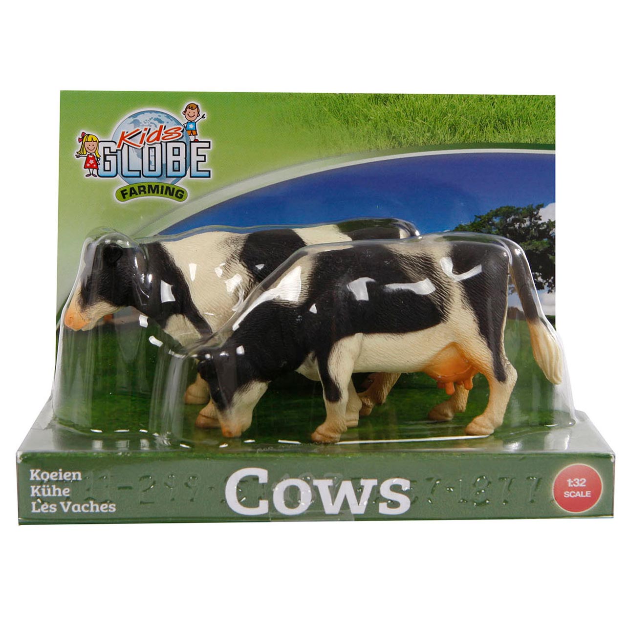 Kids Globe Globe vaca Negra Blanca de pie 1:32, 2st