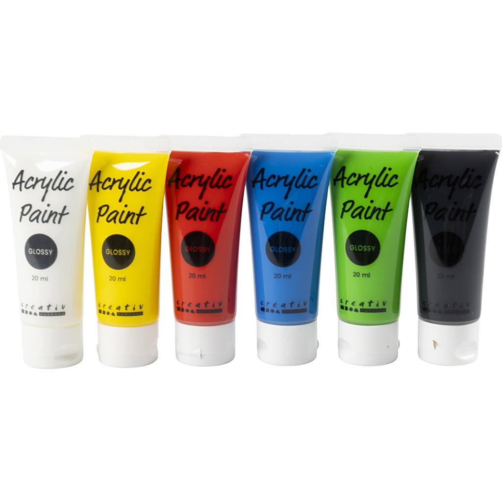 Creative Company Acrilic Paint for Kidneren Glossy Standard Colors, 6x20ml