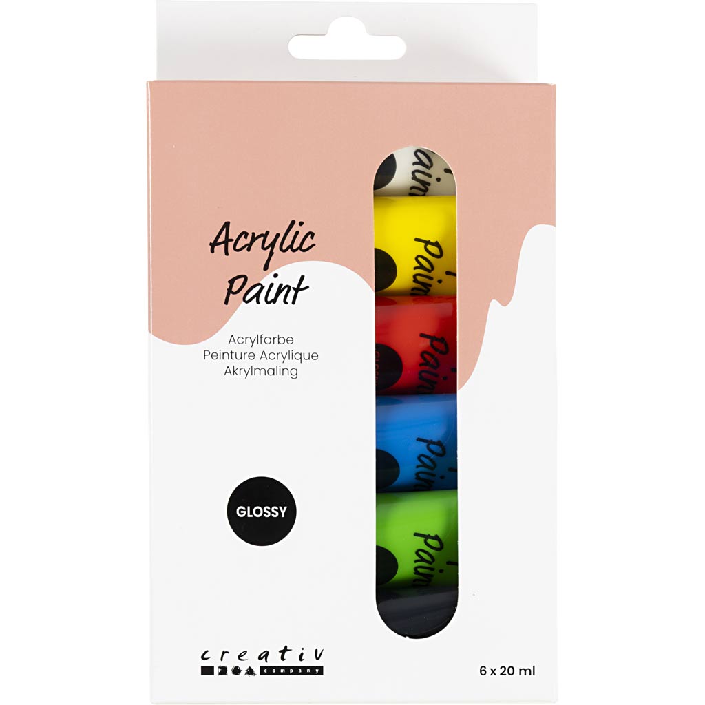 Pintura acrílica de Creativ Company para colores estándar de Kidneren Glossy, 6x20ml