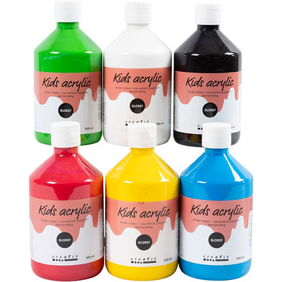Creativ company pintura acrílica brillante colores primarios 6x500 ml 1 caja