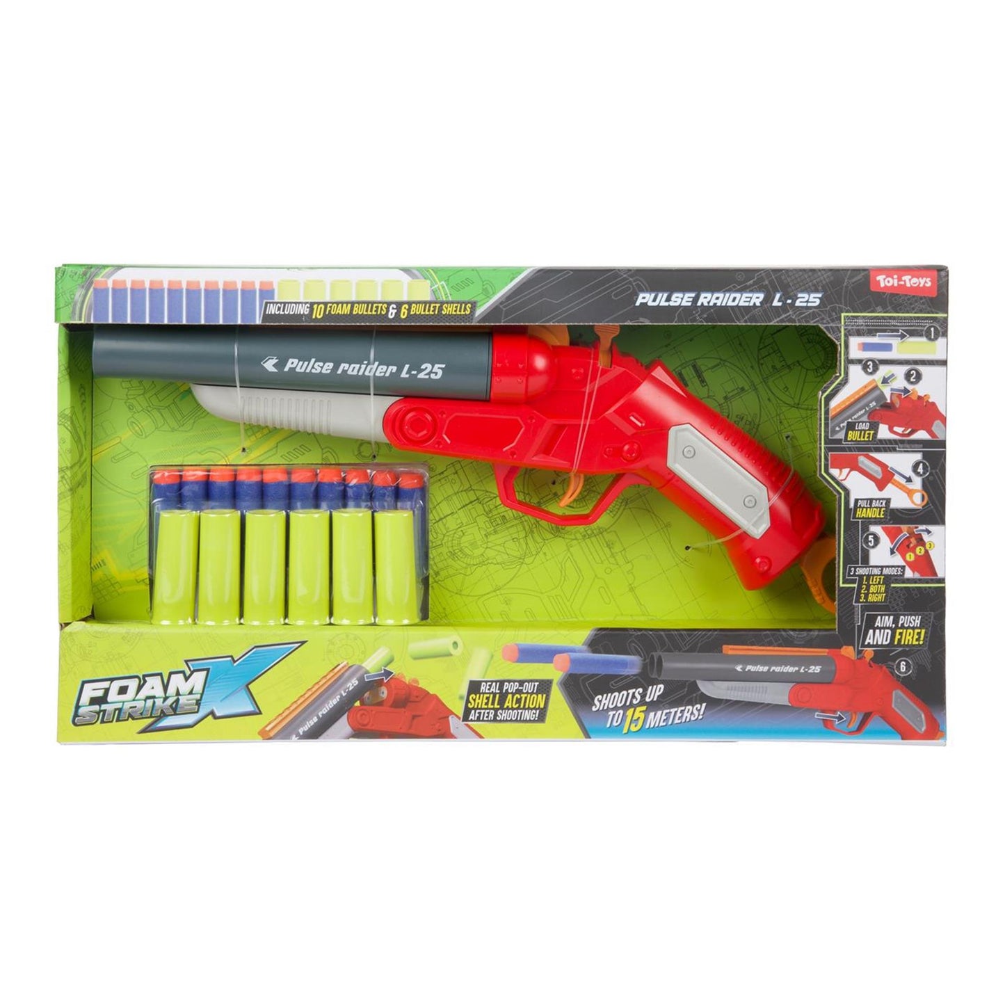Toi-toys foam strikex pistool pulse raider l-25 - incl. foampijlen
