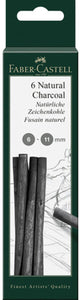 Faber-castell houtskool - pitt monochrome - 6-11 mm - 6 stuks - fc-129398