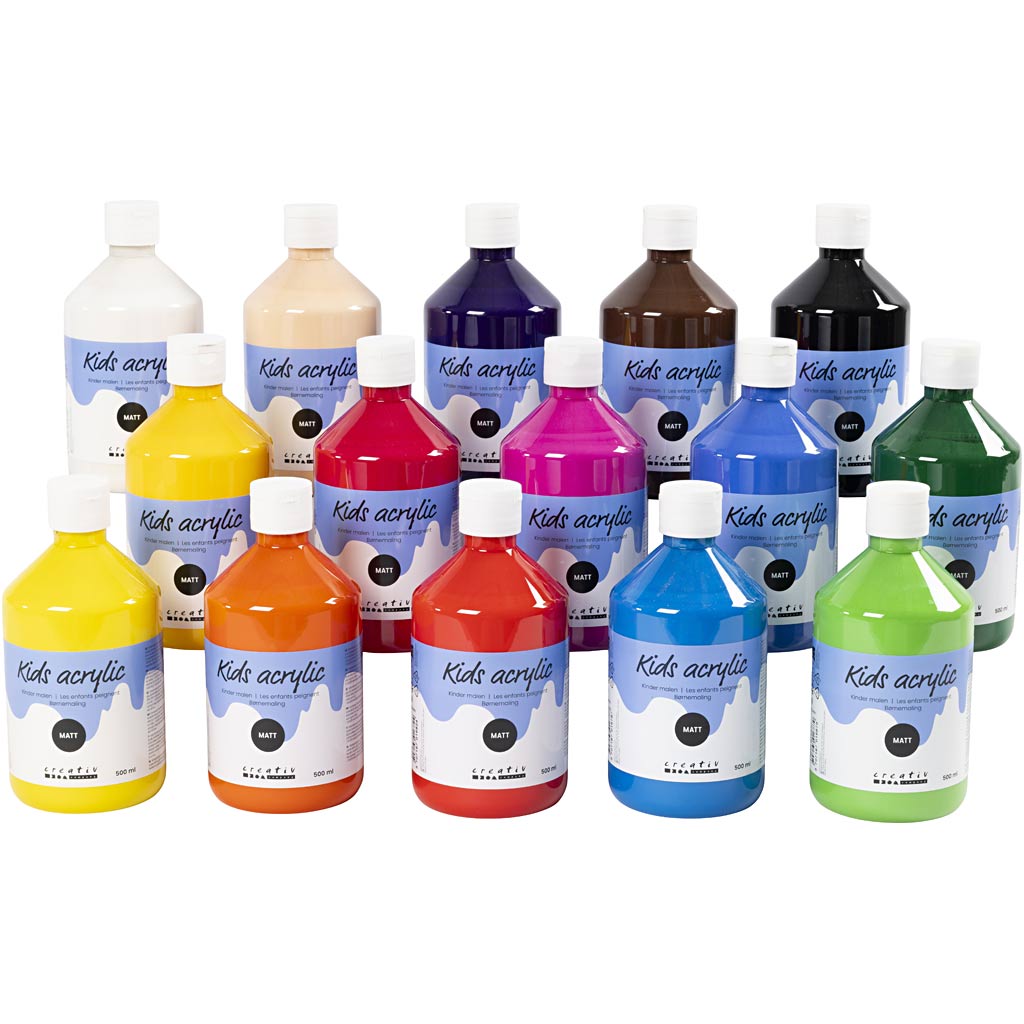 Creativ empresa pintura acrílica mate, varios colores, 15x500 ml 1 caja