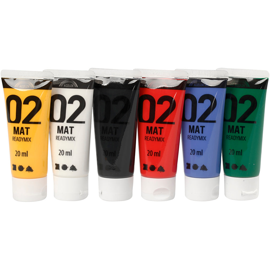 Vernice acrilica - Colori diversi, 02 - Matt, 6x20ml