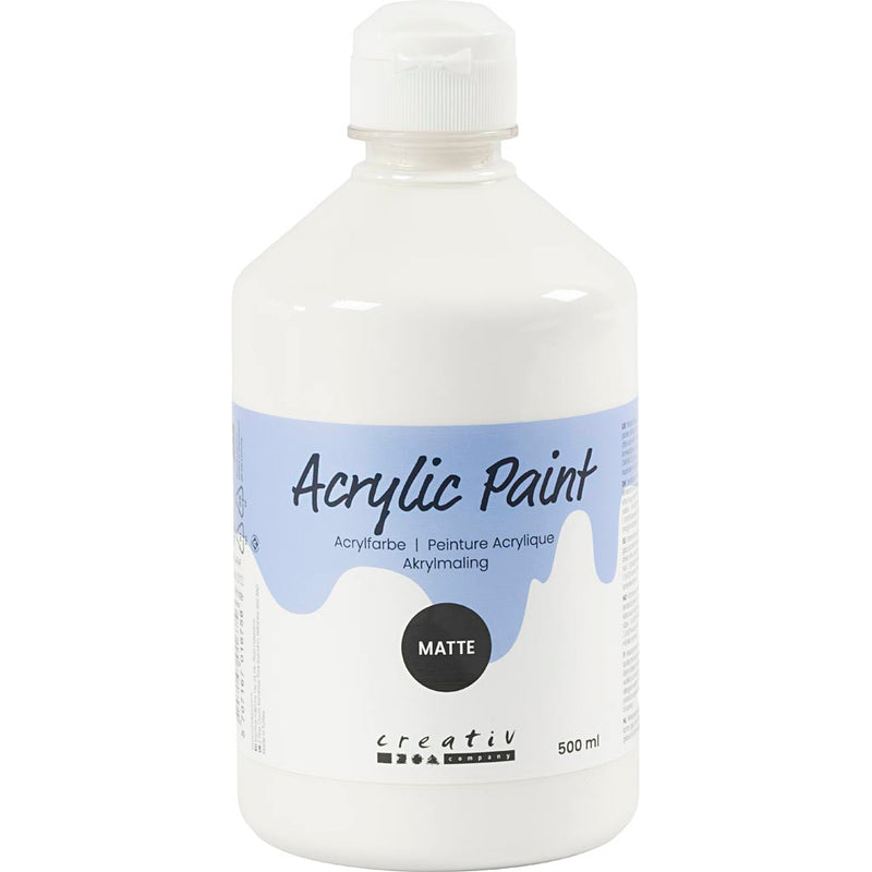 Creative Company Acrilic Paint Matt, White, 500 ml 1 bottiglia