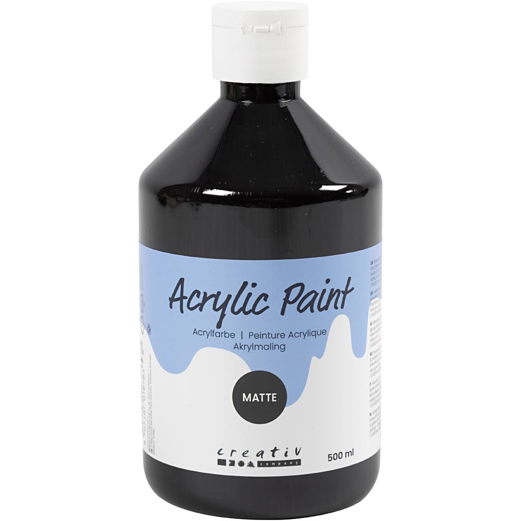 Creative Company Acrilic Paint Matt, nero, 500 ml 1 bottiglia