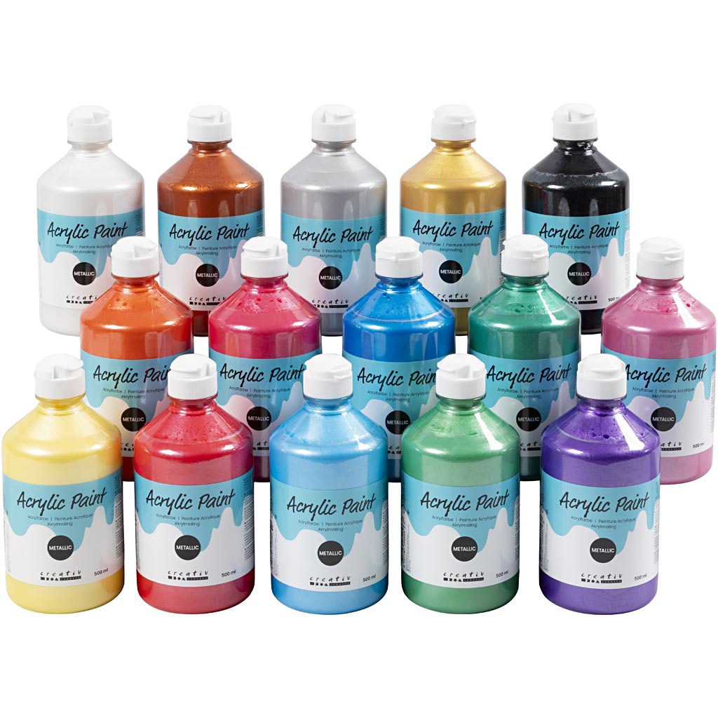 A-color acrylverf metallic, metallic, diverse kleuren, 15x500 ml 1 doos