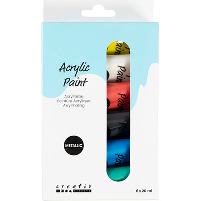 Pintura acrílica A-color metalizada, metalizada, colores estándar, 6x20 ml 1 caja