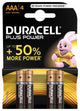 Batteria Duracell aaa più scheda 100% a 4
