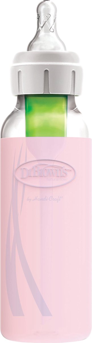Dr. brown's protector de biberón - biberón de cuello estrecho - 250 ml - rosa