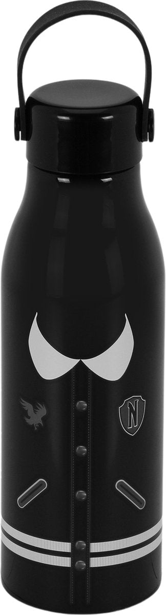 Charactermania - miércoles - equipo universitario - botella para beber - botella de agua - botella para beber - botella de agua - negro