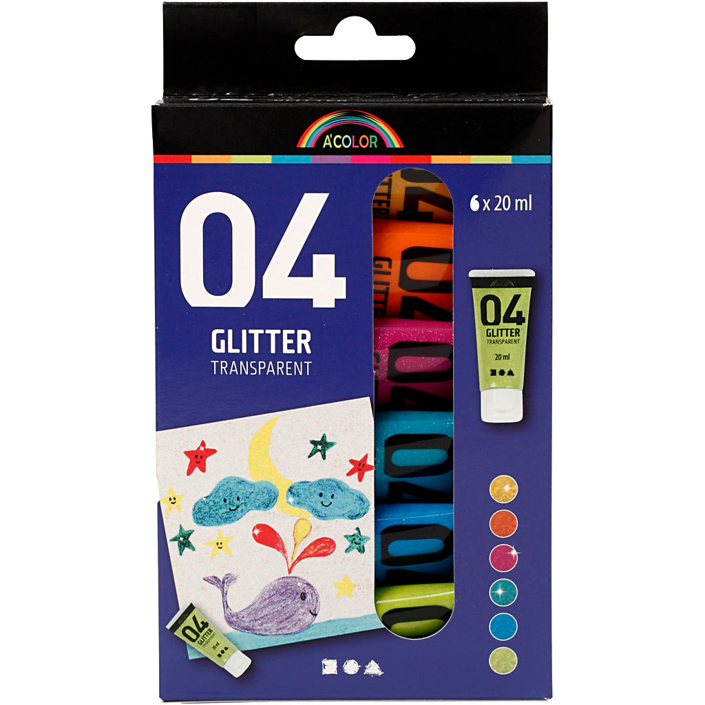 Creativ Company para el color de brillo de pintura acrílica para niños, 6x20ml