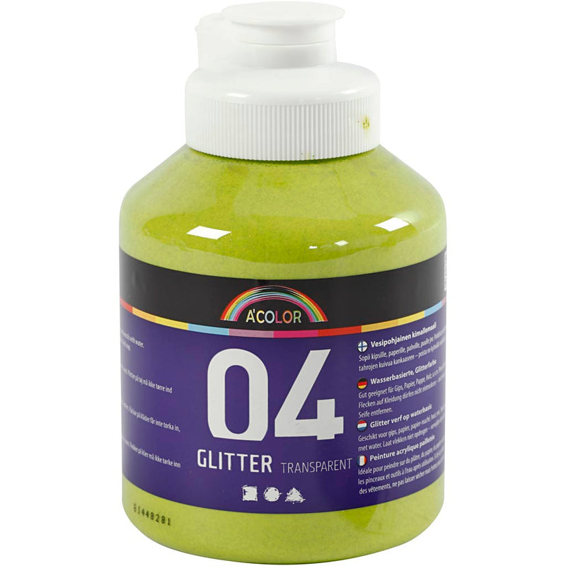 Creative Company Acrilic Paint Glitter for Children Lime Groen, 500 ml