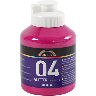 Creative Company Acrilic Paint glitter per bambini rosa, 500 ml