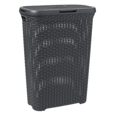 Cesta de lavandería estilo curvor con tapa 40L antracita