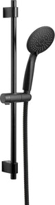Set de ducha Wenko young line en negro mate con barra de ducha de acero inoxidable de 66 cm, soporte para rociador, rociador de ø11 cm con 5 posiciones y flexo de ducha de 150 cm - negro