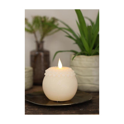 Ideas 4 seasons led kaars wax bloem parel crã¨me ø9xh12cm