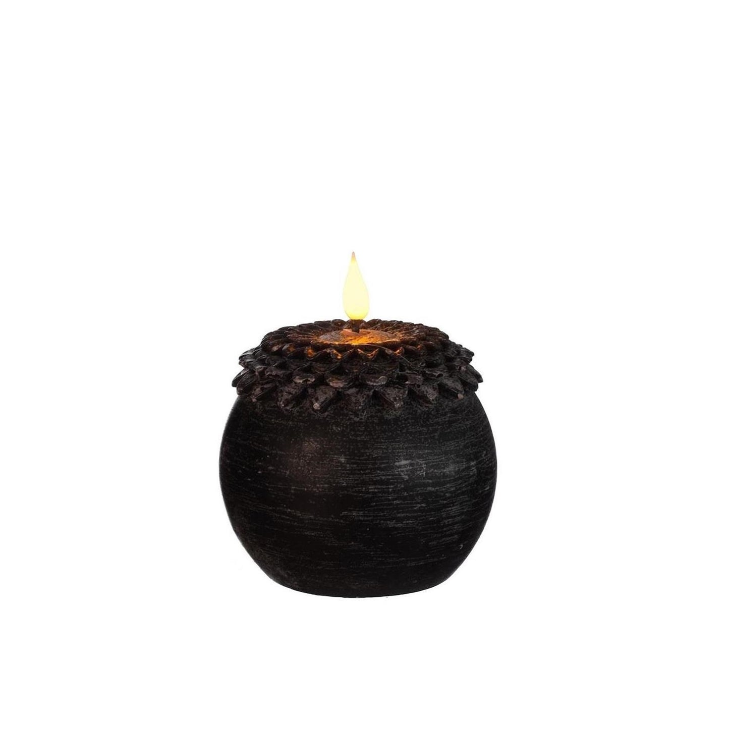 Ideas 4 estaciones vela led cera flor perla negro ø9xh12cm