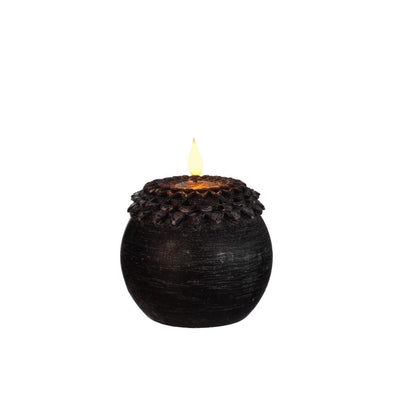 Ideas 4 stagioni candela led cera fiore perla nero ø9xh12cm