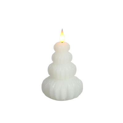Candela LED Ideas 4 stagioni albero in cera bianco ø6,9xh12cm
