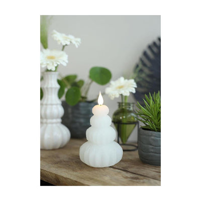 Candela LED Ideas 4 stagioni albero in cera bianco ø6,9xh12cm