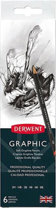 Matite grafiche Derwent in latta - set di 6 matite con temperamatite