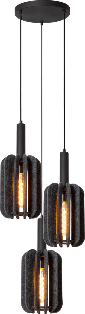 Lucide rafal - hanging lamp - ø 50 cm - 3xe27 - gray - japandi