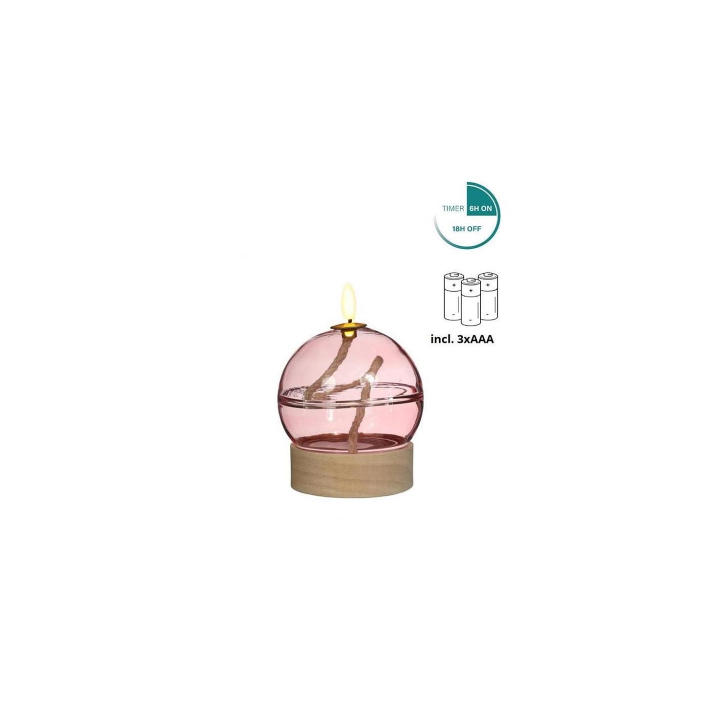 Ideas Lámpara de aceite LED 4 estaciones rosa con temporizador ø10xh13,5cm