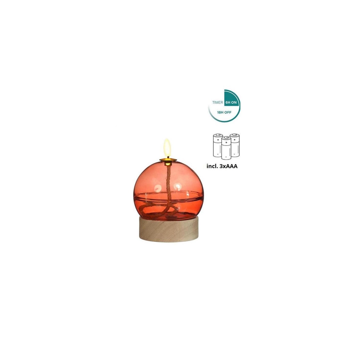 Ideas 4 estaciones lámpara de aceite LED caoba temporizador ø10xh13,5cm