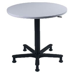 Scrivania Bach Hammerer grigio chiaro rotonda gambe nere regolabili in altezza 800x720-1140mm